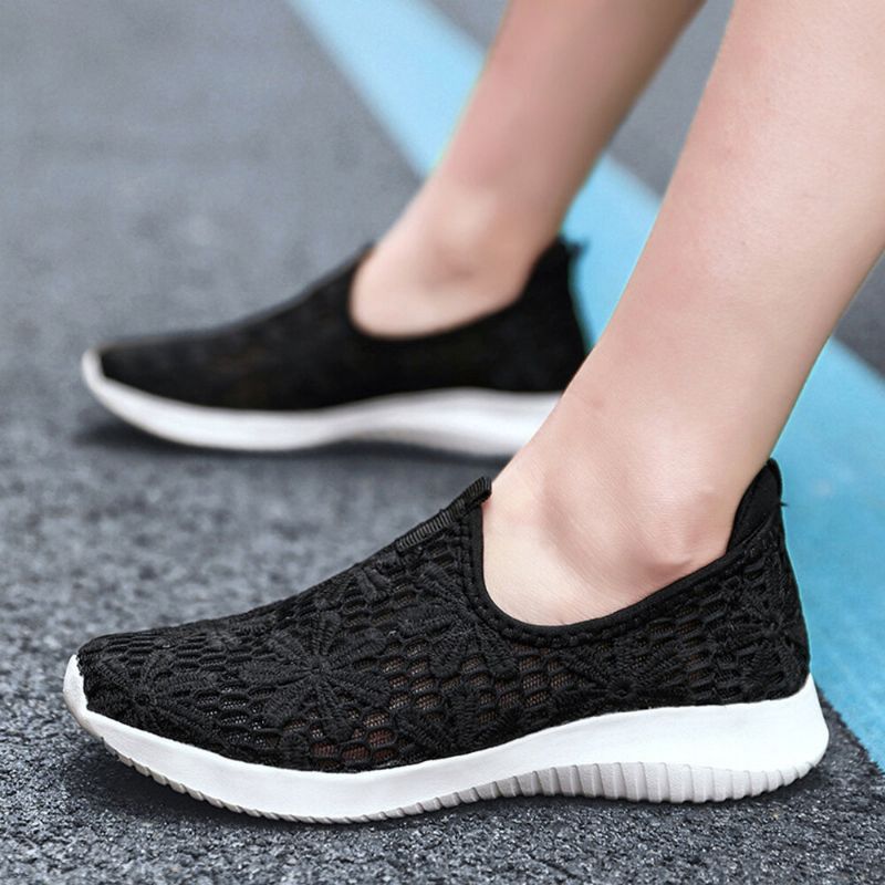 Zapatillas De Deporte Planas Para Caminar De Punto Casual Para Mujer