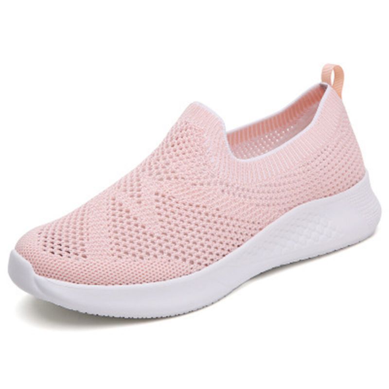 Zapatillas De Deporte Sin Cordones De Tela De Malla Antideslizante Transpirable Informal Para Mujer