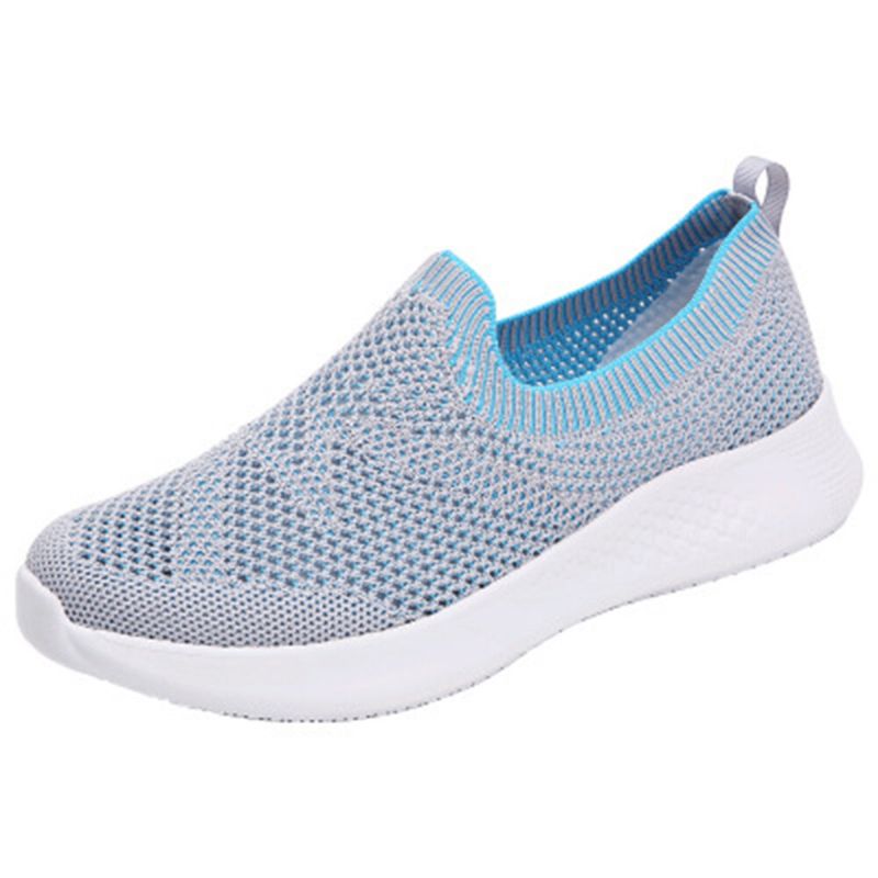 Zapatillas De Deporte Sin Cordones De Tela De Malla Antideslizante Transpirable Informal Para Mujer