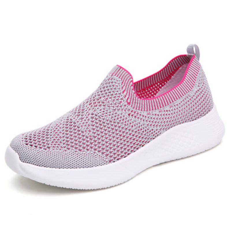 Zapatillas De Deporte Sin Cordones De Tela De Malla Antideslizante Transpirable Informal Para Mujer