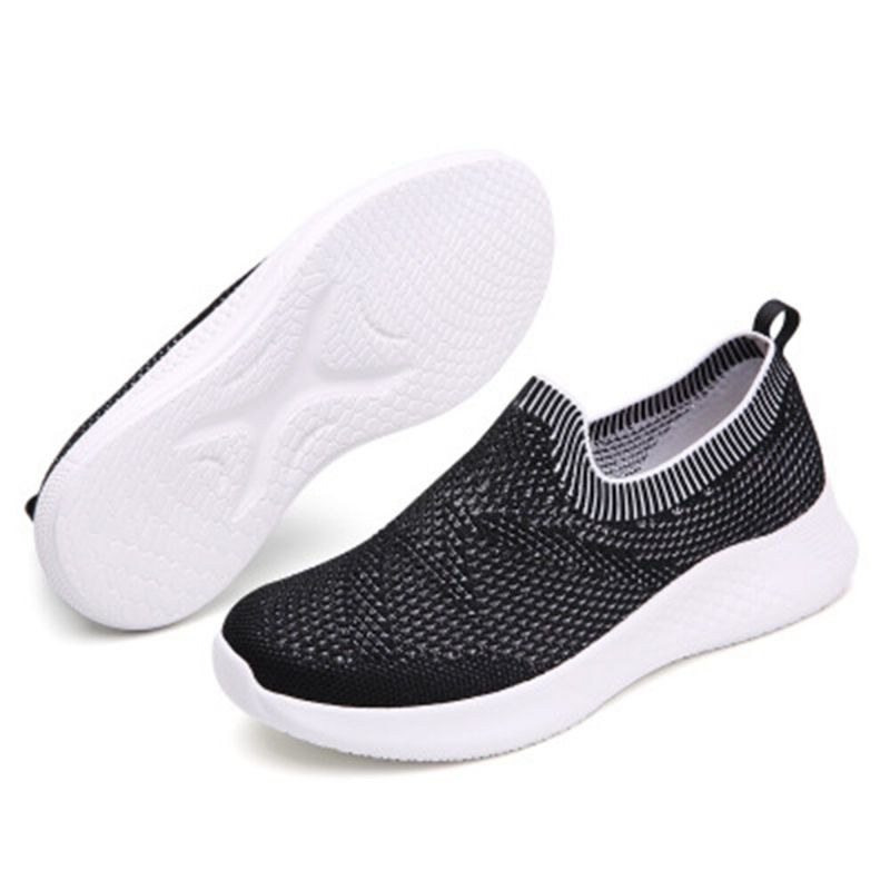 Zapatillas De Deporte Sin Cordones De Tela De Malla Antideslizante Transpirable Informal Para Mujer