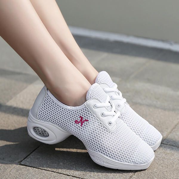 Zapatillas Deportivas Informales De Color Puro Con Amortiguación De Malla Para Mujer