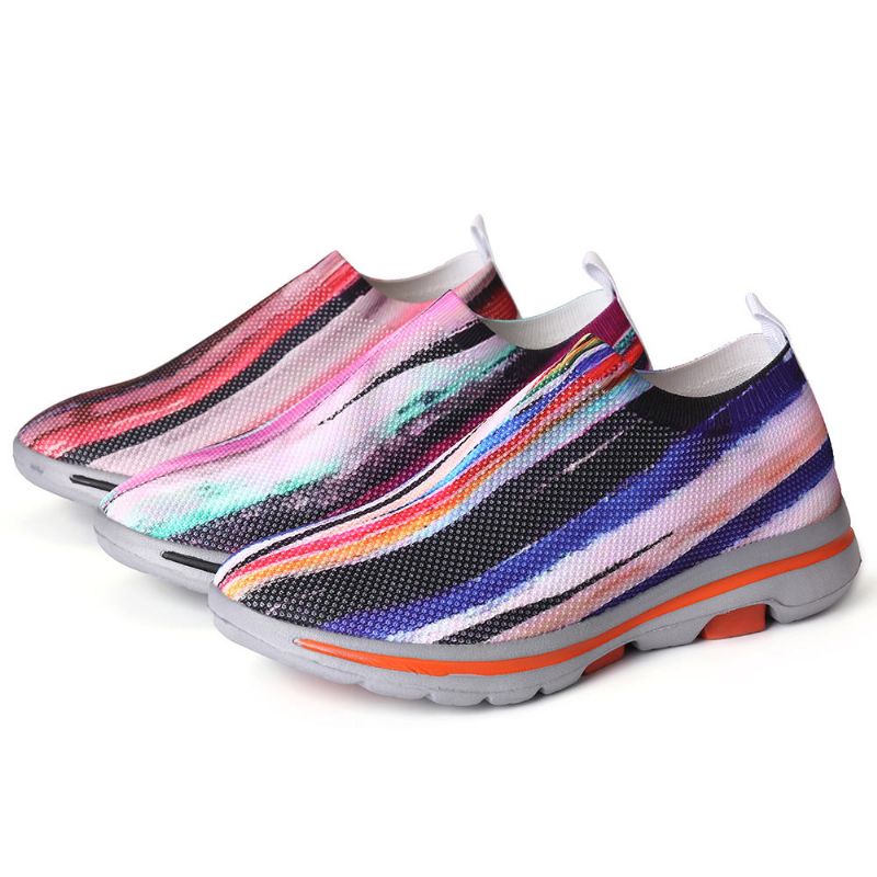 Zapatillas Deportivas Transpirables De Punto Ligero Multicolor Para Mujer