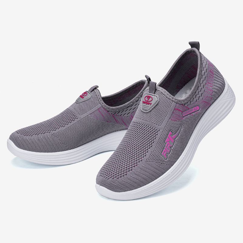 Zapatillas Para Caminar Sin Cordones De Malla Transpirable Informal Para Mujer