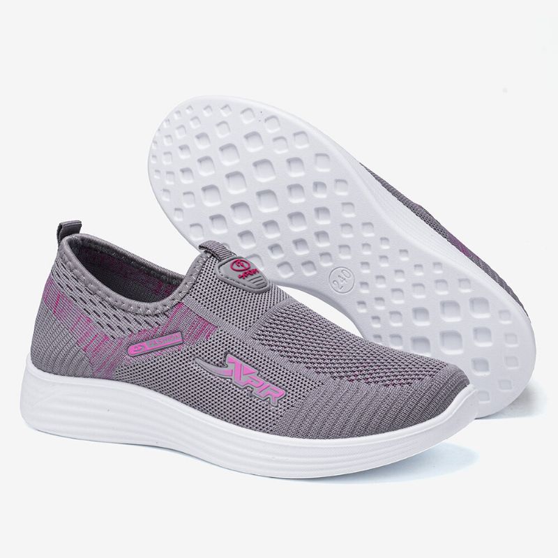 Zapatillas Para Caminar Sin Cordones De Malla Transpirable Informal Para Mujer