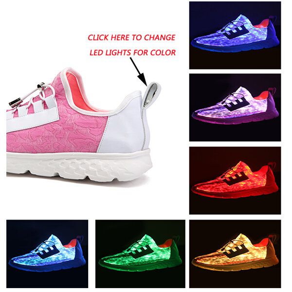 Zapatos Ligeros Para Mujer Tamaño Grande Ajustable Con Carga Usb Coloridos Zapatos Para Correr Led