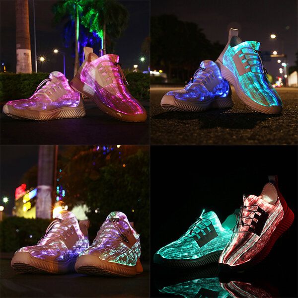 Zapatos Ligeros Para Mujer Tamaño Grande Ajustable Con Carga Usb Coloridos Zapatos Para Correr Led