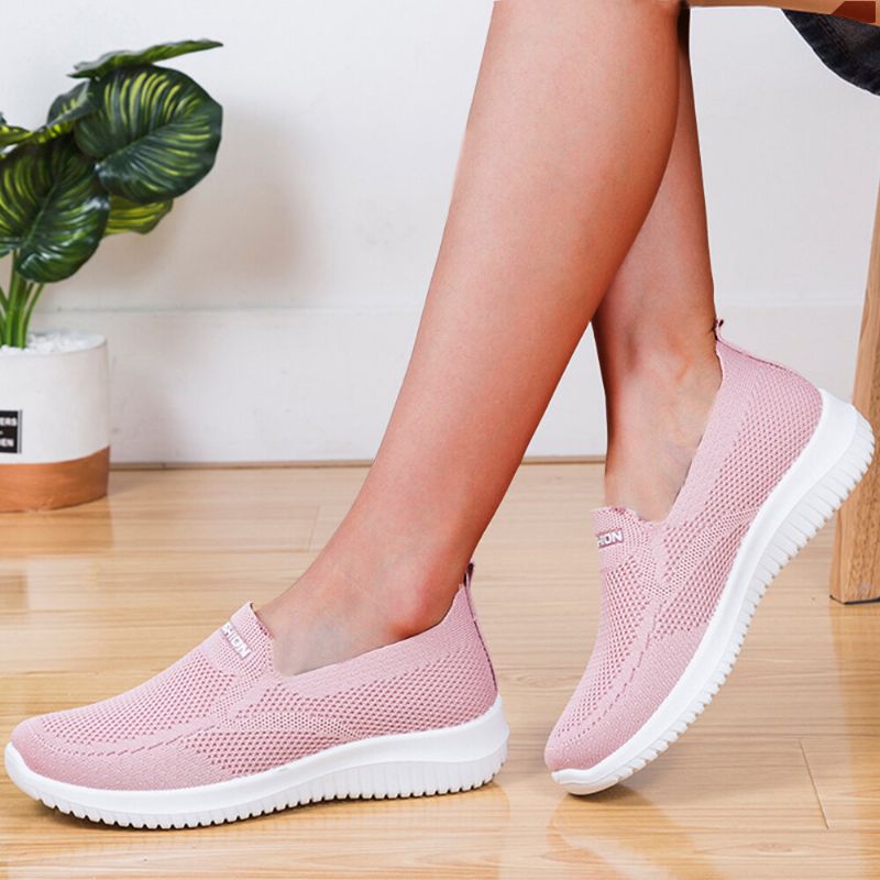 Zapatos Para Caminar Casuales Con Punta Cerrada Y Malla Para Mujer