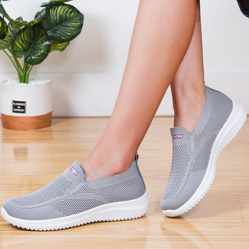 Zapatos Para Caminar Casuales Con Punta Cerrada Y Malla Para Mujer