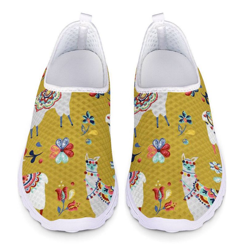 Zapatos Para Caminar Con Estampado Transpirable De Malla Floral Informal De Gran Tamaño Para Mujer