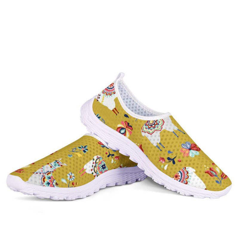 Zapatos Para Caminar Con Estampado Transpirable De Malla Floral Informal De Gran Tamaño Para Mujer