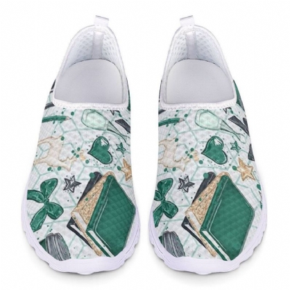 Zapatos Para Caminar Ligeros Y Transpirables De Malla Con Estampado Elegante Para Mujer