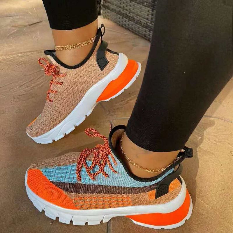 Zapatos Para Correr Transpirables De Punto De Malla De Gran Tamaño Para Mujer