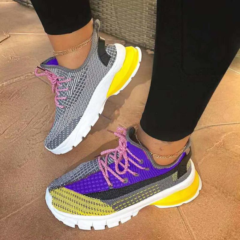 Zapatos Para Correr Transpirables De Punto De Malla De Gran Tamaño Para Mujer