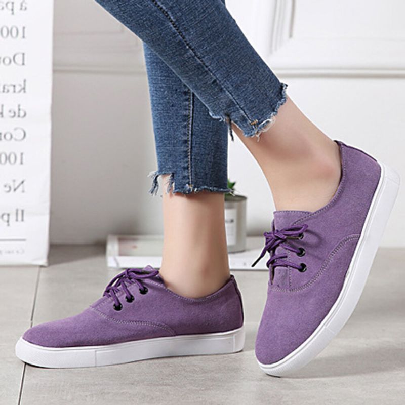 Zapatos Planos Casuales Cómodos De Gamuza De Color Sólido Para Mujer