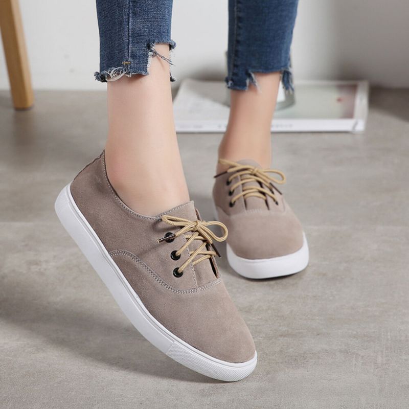 Zapatos Planos Casuales Cómodos De Gamuza De Color Sólido Para Mujer