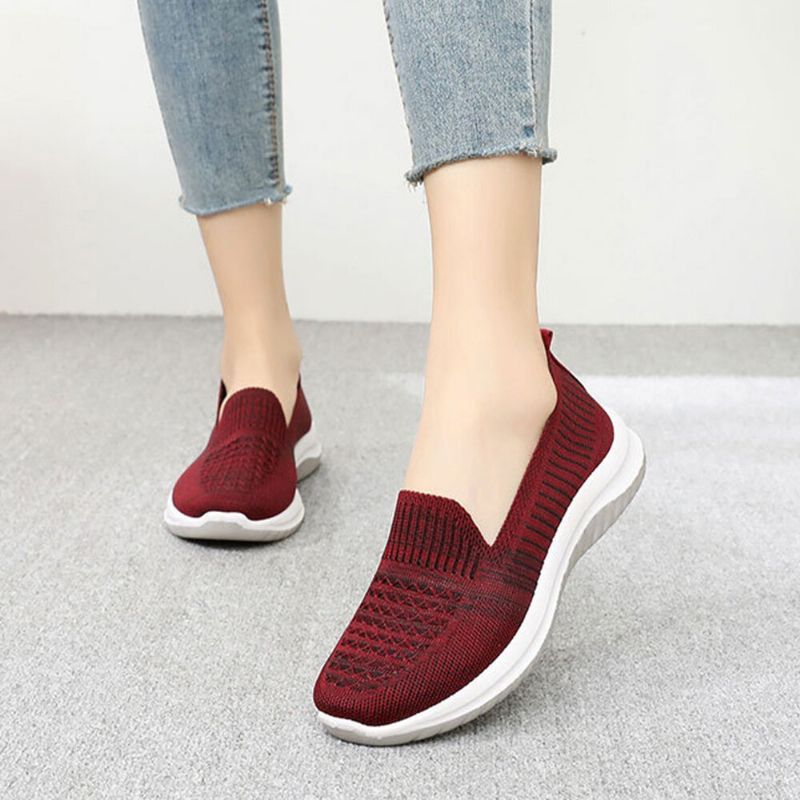 Zapatos Planos Casuales Deportivos Con Suela Suave Y Malla Para Mujer