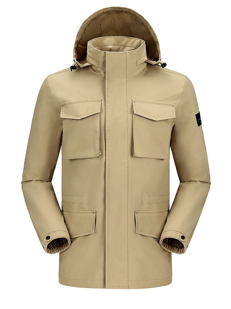 Camel Crown Chaqueta Técnica Impermeable Con Capucha Multibolsillos Para Hombre