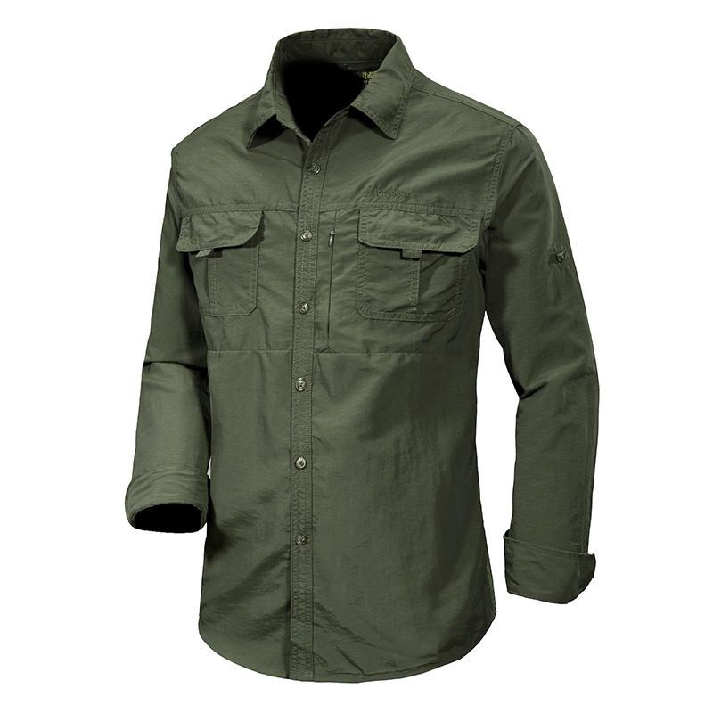 Camisa Para Exteriores De Secado Rápido Transpirable Y Suelta 100% Nailon Para Hombre