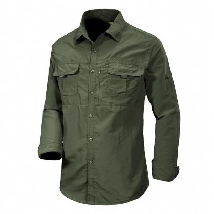 Camisa Para Exteriores De Secado Rápido Transpirable Y Suelta 100% Nailon Para Hombre