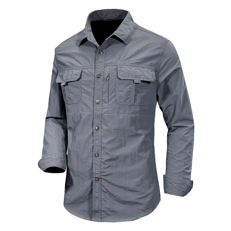 Camisa Para Exteriores De Secado Rápido Transpirable Y Suelta 100% Nailon Para Hombre