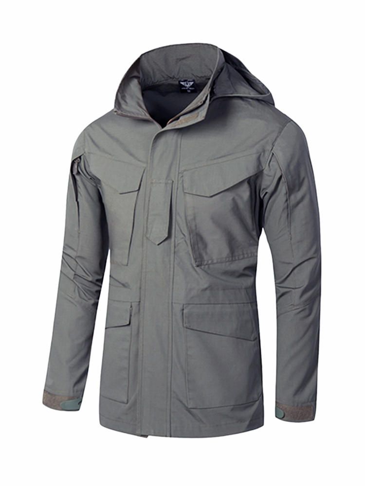 Capucha Impermeable Táctica Militar Para Hombre Abrigo Desmontable Outdooors Stand Collar Multi Bolsillo Rompevientos