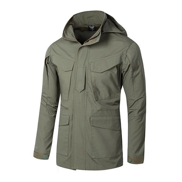 Capucha Impermeable Táctica Militar Para Hombre Abrigo Desmontable Outdooors Stand Collar Multi Bolsillo Rompevientos