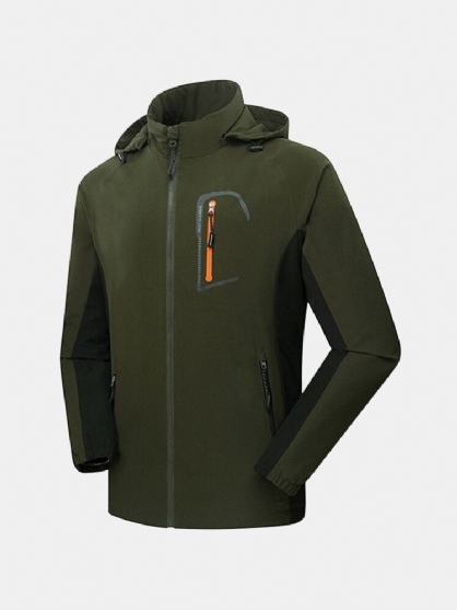 Chaqueta Con Capucha Para Hombre De Gran Tamaño Impermeable A Prueba De Viento Con Múltiples Bolsillos Color De Hechizo Abrigo Al Aire Libre