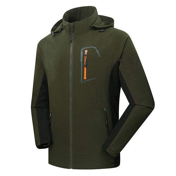 Chaqueta Con Capucha Para Hombre De Gran Tamaño Impermeable A Prueba De Viento Con Múltiples Bolsillos Color De Hechizo Abrigo Al Aire Libre