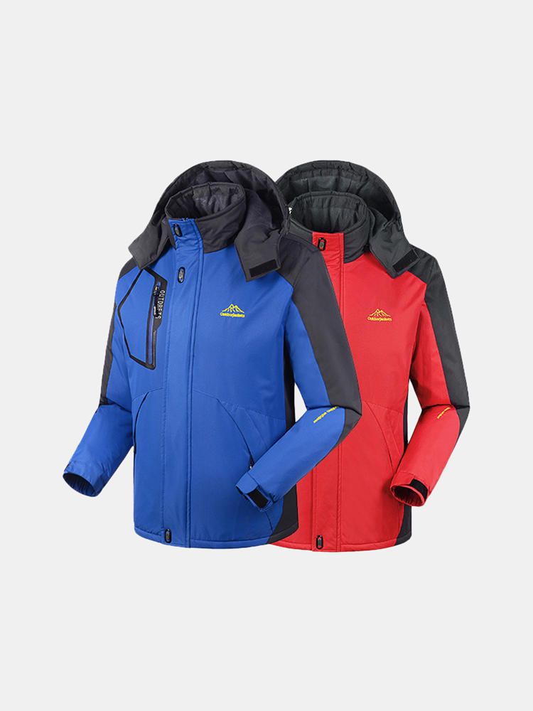 Chaqueta Cortavientos Impermeable Al Aire Libre Con Capucha Gruesa De Terciopelo Otoño Invierno Para Hombre De Gran Tamaño