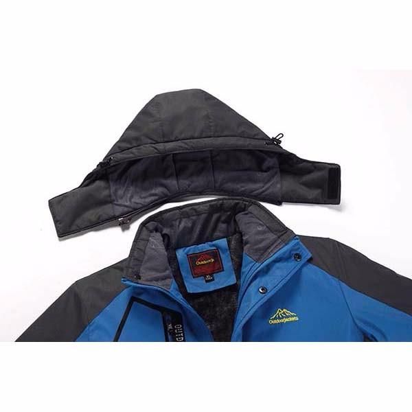 Chaqueta Cortavientos Impermeable Al Aire Libre Con Capucha Gruesa De Terciopelo Otoño Invierno Para Hombre De Gran Tamaño