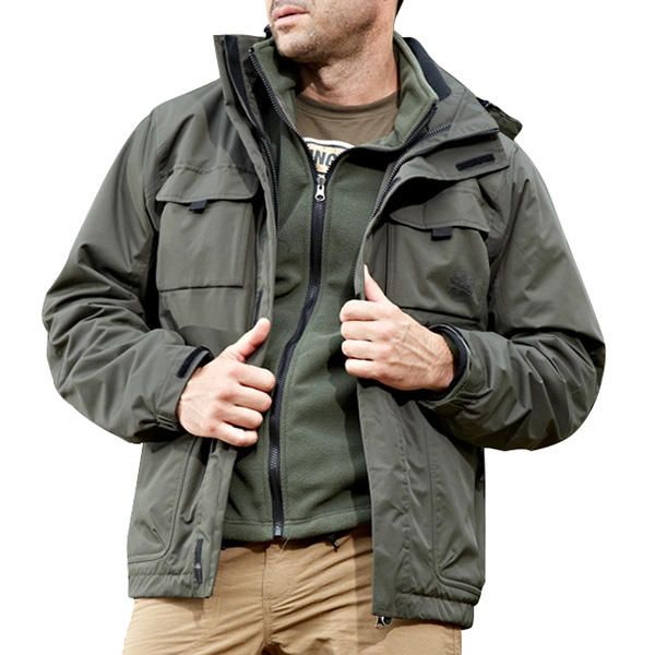 Chaqueta Deportiva 2 En 1 Impermeable Militar Al Aire Libre Para Hombre Abrigo De Trabajo Informal Con Múltiples Bolsillos