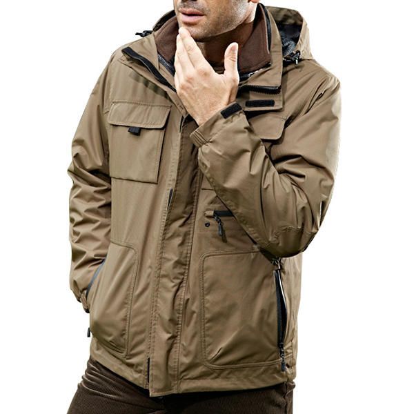 Chaqueta Deportiva 2 En 1 Impermeable Militar Al Aire Libre Para Hombre Abrigo De Trabajo Informal Con Múltiples Bolsillos