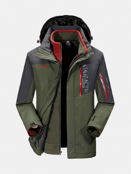 Chaqueta De Forro Polar Cortavientos Al Aire Libre De Invierno Para Hombre Ropa Deportiva De Esquí Cálida Extraíble De Dos Piezas