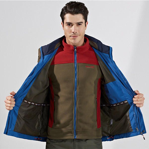 Chaqueta De Forro Polar Cortavientos Al Aire Libre De Invierno Para Hombre Ropa Deportiva De Esquí Cálida Extraíble De Dos Piezas