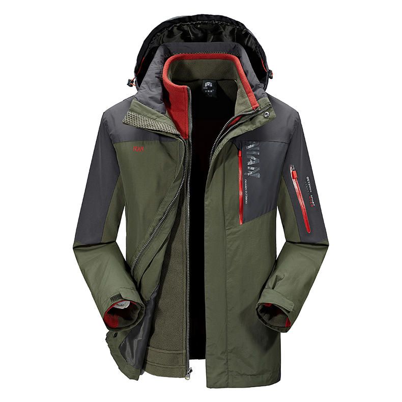 Chaqueta De Forro Polar Cortavientos Al Aire Libre De Invierno Para Hombre Ropa Deportiva De Esquí Cálida Extraíble De Dos Piezas