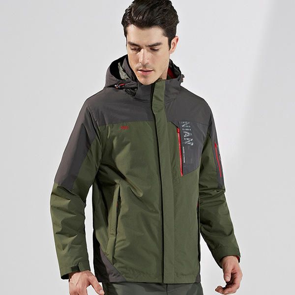 Chaqueta De Forro Polar Cortavientos Al Aire Libre De Invierno Para Hombre Ropa Deportiva De Esquí Cálida Extraíble De Dos Piezas