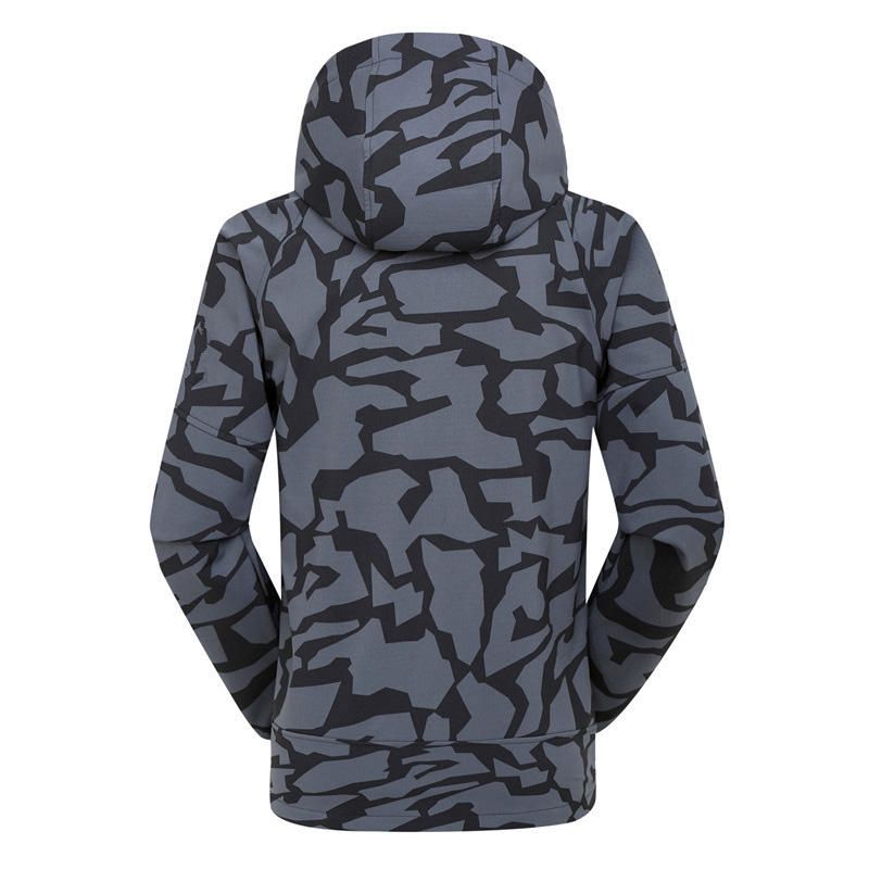 Chaqueta Informal Cálida Para Exteriores Con Estampado De Camuflaje Con Capucha Para Hombre Impermeable A Prueba De Viento Soft Shell