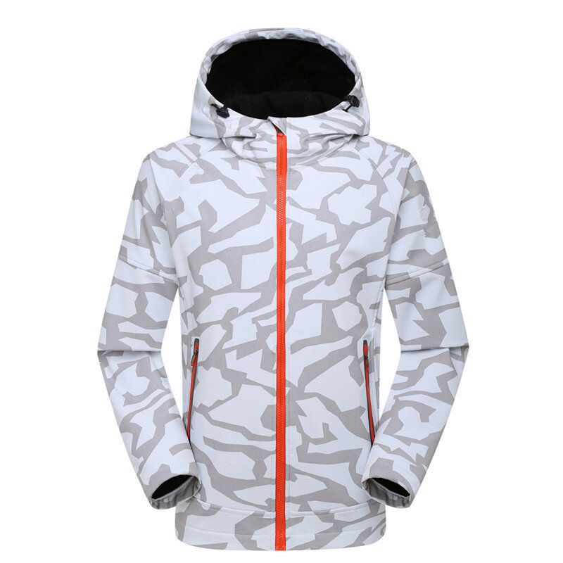 Chaqueta Informal Cálida Para Exteriores Con Estampado De Camuflaje Con Capucha Para Hombre Impermeable A Prueba De Viento Soft Shell