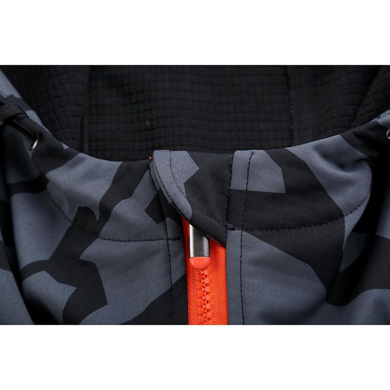 Chaqueta Informal Cálida Para Exteriores Con Estampado De Camuflaje Con Capucha Para Hombre Impermeable A Prueba De Viento Soft Shell