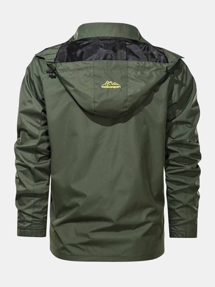 Chaqueta Para Exteriores Impermeable Con Solapa Con Cremallera Y Logotipo Para Hombre Con Estampado De Letras Y Bolsillo