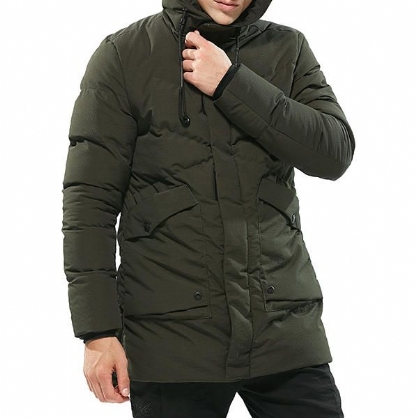 Chaqueta Parka Cálida Gruesa De Invierno Medio Largo Al Aire Libre Para Hombre