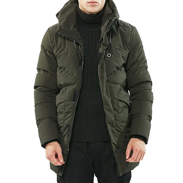 Chaqueta Parka Cálida Gruesa De Invierno Medio Largo Al Aire Libre Para Hombre