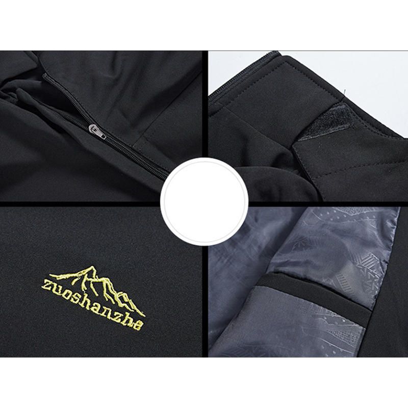 Chaqueta De Senderismo Al Aire Libre Con Múltiples Bolsillos Con Capucha Impermeable Para Hombre