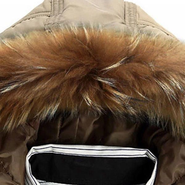 Chaquetas De Plumón Para Hombre Cuello De Piel Cálido Grueso Con Capucha Parkas Puffer