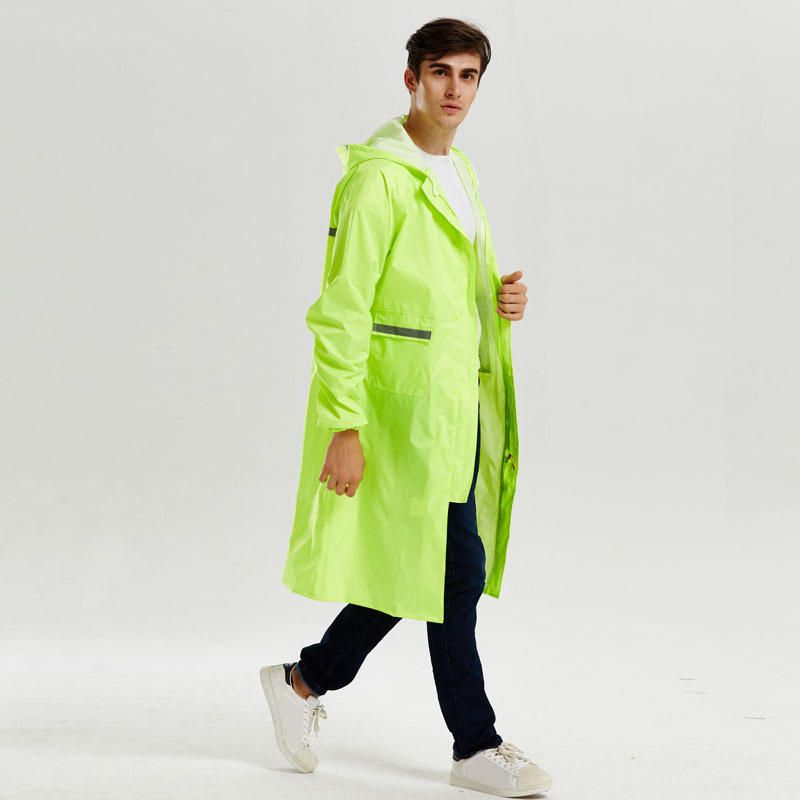 Chubasquero De Rayas Reflectantes Con Capucha Impermeable Y Transpirable Para Hombre