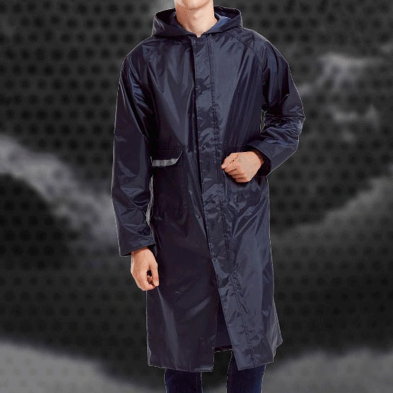 Chubasquero De Rayas Reflectantes Con Capucha Impermeable Y Transpirable Para Hombre