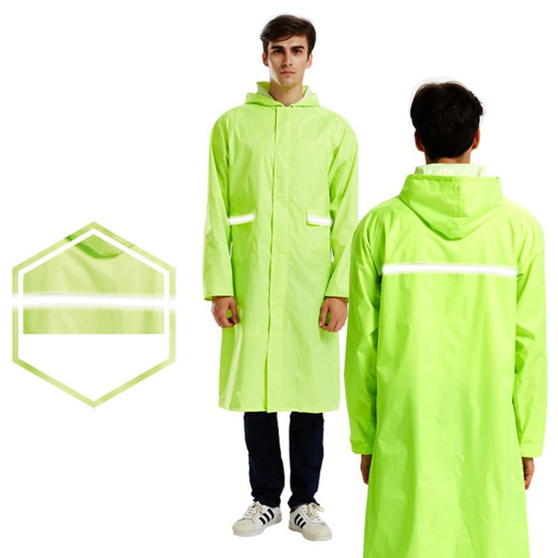 Chubasquero De Rayas Reflectantes Con Capucha Impermeable Y Transpirable Para Hombre