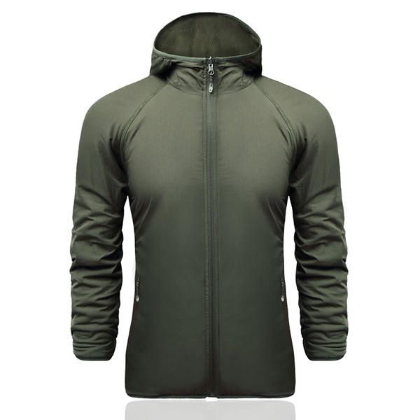 Hombre Casual Outdooors Deporte Senderismo Chaqueta Con Capucha Abrigo De Doble Cara Cortavientos 5 Colores