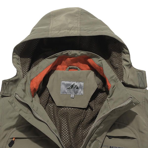 Hombre Military Outdooors Con Capucha De Secado Rápido Casual Chaqueta Fina Primavera Otoño Abrigo De Color Sólido